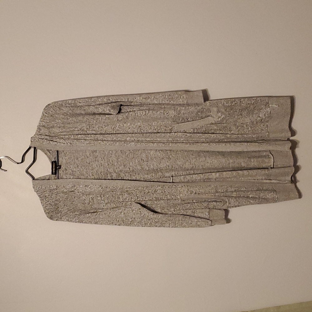 Gray duster length soft cardigan